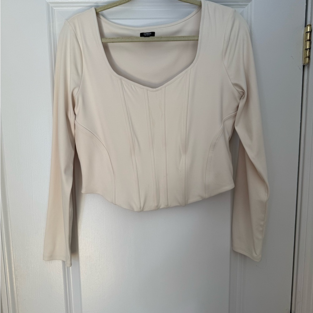 Express Cream Long Sleeve Corset Top